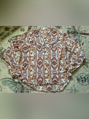 Eden & Olivia Floral-Print Blouse in Cream, Rust and Purple